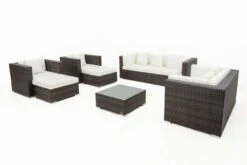 OUTFLEXX Loungemöbel-Set, Braun Marmoriert, Polyrattan, 9 Pers, Wasserfeste Kissenbox, Inkl. Beistelltisch -Gartenladen 10 16062 BOX B.jpg