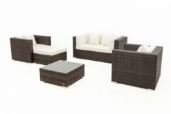 OUTFLEXX Loungemöbel-Set, Polyrattan, Braun Marmoriert, 5 Pers, Wasserfeste Kissenbox, Inkl. Beistelltisch 21 OUTFLEXX Loungemöbel-Set, Polyrattan, Braun Marmoriert, 5 Pers, Wasserfeste Kissenbox, Inkl. Beistelltisch -Gartenladen 10 16066 BOX B.jpg