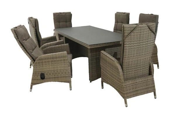 Ploß Elba Esstischgarnitur, Champagner-meliert/savanna, 200 X 95 Cm, Polyrattan/Alu, 13-tlg. 12 Ploß Elba Esstischgarnitur, Champagner-meliert/savanna, 200 X 95 Cm, Polyrattan/Alu, 13-tlg. – Bild 10