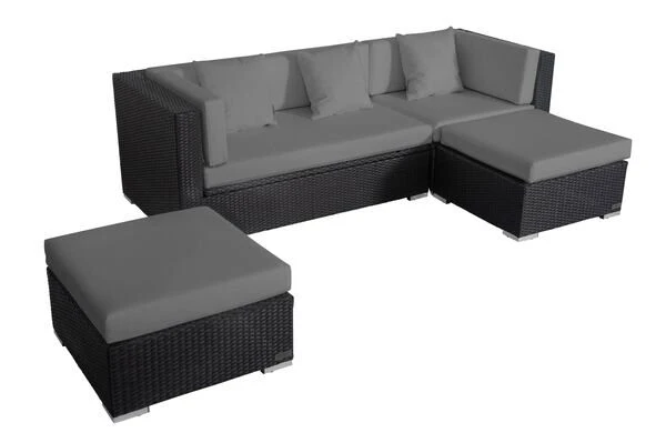 OUTFLEXX Loungemöbel-Set, Schwarz, Polyrattan, 5 Personen, Wasserfeste Kissenbox 13 OUTFLEXX Loungemöbel-Set, Schwarz, Polyrattan, 5 Personen, Wasserfeste Kissenbox – Bild 11