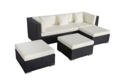 OUTFLEXX Loungemöbel-Set, Schwarz, Polyrattan, 5 Personen, Wasserfeste Kissenbox, Inkl. Loungetisch -Gartenladen 11 18226 BOX D.jpg