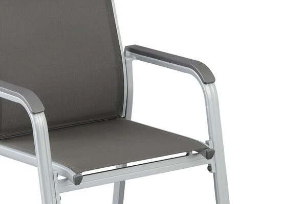 KETTLER BasicPlus Esstischgarnitur, Silber, Alu/Textilene, Tisch 180/240x100cm, 8 Stapelsessel 13 KETTLER BasicPlus Esstischgarnitur, Silber, Alu/Textilene, Tisch 180/240x100cm, 8 Stapelsessel – Bild 11