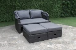 OUTFLEXX Fontana Loungebett, Grau, Polyrattan, Doppel-halbrund, Mit Unterschiebbaren Hockern, Dach Klappbar 26 OUTFLEXX Fontana Loungebett, Grau, Polyrattan, Doppel-halbrund, Mit Unterschiebbaren Hockern, Dach Klappbar -Gartenladen 12 18545.jpg