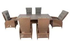 OUTFLEXX Dining Set, Hellbraun, Polyrattan, Tisch 200x95cm, Spraystone, 6mm, 6 Dining Sessel, Verstellbar 33 OUTFLEXX Dining Set, Hellbraun, Polyrattan, Tisch 200x95cm, Spraystone, 6mm, 6 Dining Sessel, Verstellbar -Gartenladen 12 20679.jpg