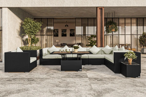 OUTFLEXX Loungemöbel-Set, Braun, Polyrattan, Für 8 Personen, Inkl. Loungetisch, Wasserfeste Kissenbox 3 OUTFLEXX Loungemöbel-Set, Braun, Polyrattan, Für 8 Personen, Inkl. Loungetisch, Wasserfeste Kissenbox