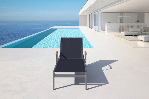 OUTFLEXX Rollliege, Schwarz, Edelstahl/Textilene, Mit Gasfeder, 195,5x74x35cm 4 OUTFLEXX Rollliege, Schwarz, Edelstahl/Textilene, Mit Gasfeder, 195,5x74x35cm – Bild 2