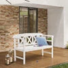 VILLANA Gartenbank, Weiß, Akazienholz, 128 X 54 X 81 Cm, 2 Personen