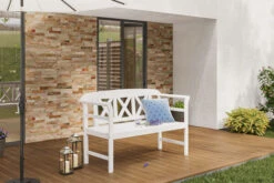 VILLANA Gartenbank, Weiß, Akazienholz, 128 X 54 X 81 Cm, 2 Personen