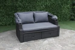 OUTFLEXX Fontana Loungebett, Grau, Polyrattan, Doppel-halbrund, Mit Unterschiebbaren Hockern, Dach Klappbar 27 OUTFLEXX Fontana Loungebett, Grau, Polyrattan, Doppel-halbrund, Mit Unterschiebbaren Hockern, Dach Klappbar -Gartenladen 13 18545.jpg