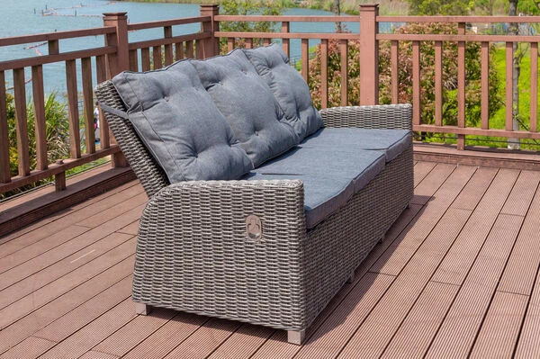 OUTFLEXX Dining 3-Sitzer Sofa, Grau, Polyrattan, 210 X 83 X 110 Cm, Mehrfach Verstellbar 14 OUTFLEXX Dining 3-Sitzer Sofa, Grau, Polyrattan, 210 X 83 X 110 Cm, Mehrfach Verstellbar – Bild 12