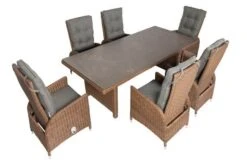 OUTFLEXX Dining Set, Hellbraun, Polyrattan, Tisch 200x95cm, Spraystone, 6mm, 6 Dining Sessel, Verstellbar 34 OUTFLEXX Dining Set, Hellbraun, Polyrattan, Tisch 200x95cm, Spraystone, 6mm, 6 Dining Sessel, Verstellbar -Gartenladen 13 20679.jpg