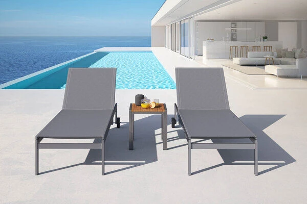 OUTFLEXX 2er-Set Rollliege, Silber, Edelstahl/Teak, 212x71x36 Cm, Mit Beistelltisch 45x45cm 4 OUTFLEXX 2er-Set Rollliege, Silber, Edelstahl/Teak, 212x71x36 Cm, Mit Beistelltisch 45x45cm – Bild 2