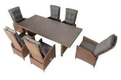 OUTFLEXX Dining Set, Hellbraun, Polyrattan, Tisch 200x95cm, Spraystone, 6mm, 6 Dining Sessel, Verstellbar 36 OUTFLEXX Dining Set, Hellbraun, Polyrattan, Tisch 200x95cm, Spraystone, 6mm, 6 Dining Sessel, Verstellbar -Gartenladen 15 20679.jpg