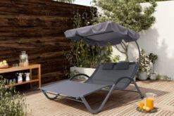 OUTFLEXX Doppelliege, Anthrazit, Polyester/Stahl Pulverbeschichtet, 205x138x34cm, Inkl. Nackenkissen, Rollbar -Gartenladen 16102 02.jpg