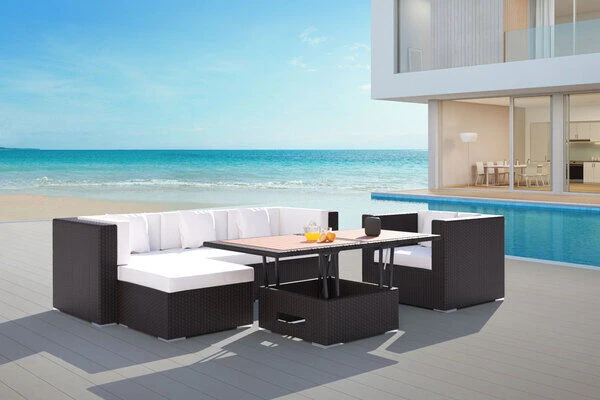 OUTFLEXX Loungemöbel-Set, Braun, Polyrattan, Für 5 Personen, Inkl. Loungetisch, Wasserfeste Kissenbox 3 OUTFLEXX Loungemöbel-Set, Braun, Polyrattan, Für 5 Personen, Inkl. Loungetisch, Wasserfeste Kissenbox