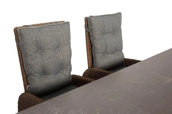 OUTFLEXX Dining Set, Hellbraun, Polyrattan, Tisch 200x95cm, Spraystone, 6mm, 6 Dining Sessel, Verstellbar 19 OUTFLEXX Dining Set, Hellbraun, Polyrattan, Tisch 200x95cm, Spraystone, 6mm, 6 Dining Sessel, Verstellbar – Bild 17