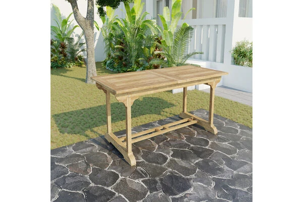 OUTFLEXX Ontario Ausziehtisch, Natur, Teakholz, 195/295x90cm, Fein Geschliffen 5 OUTFLEXX Ontario Ausziehtisch, Natur, Teakholz, 195/295x90cm, Fein Geschliffen – Bild 3