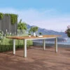 OUTFLEXX Ausziehtisch, Edelstahl/recyceltes FSC®-Teak, 200/260x100cm, Rustikal Gebürstet -Gartenladen 18318 CGI 01.jpg