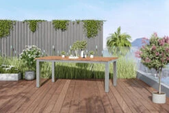 OUTFLEXX Ausziehtisch, Edelstahl/recyceltes FSC®-Teak, 200/260x100cm, Rustikal Gebürstet -Gartenladen 18318 CGI 02.jpg