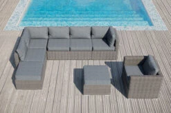 OUTFLEXX Loungemöbel-Set, Grau, Polyrattan, 8Personen, Mit Sessel, Verstellbare Sitzflächen, Wasserfeste Kissenbox -Gartenladen 18365 BOX 13 CGI.jpg