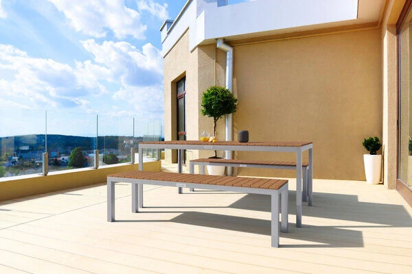 VILLANA Esstischgarnitur, Alu Pulverbeschichtet / FSC Akazienholz, 6 Personen, 180 X 90 Cm 4 VILLANA Esstischgarnitur, Alu Pulverbeschichtet / FSC Akazienholz, 6 Personen, 180 X 90 Cm – Bild 2