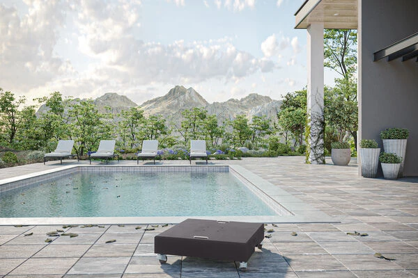 OUTFLEXX Schirmständer, Granit, 70x70x22cm, 150kg, Mit Lenkrollen Und Standfüßen 4 OUTFLEXX Schirmständer, Granit, 70x70x22cm, 150kg, Mit Lenkrollen Und Standfüßen – Bild 2