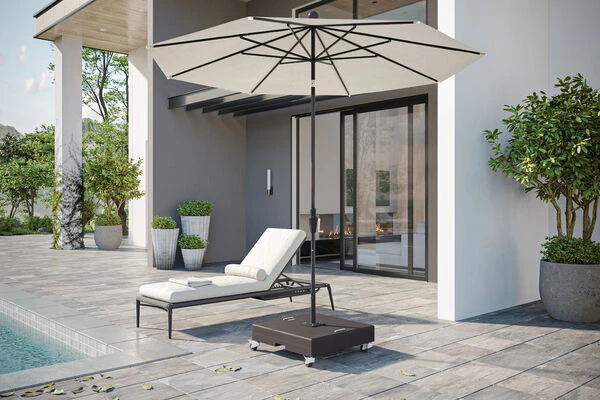 OUTFLEXX Schirmständer, Granit, 70x70x22cm, 150kg, Mit Lenkrollen Und Standfüßen 5 OUTFLEXX Schirmständer, Granit, 70x70x22cm, 150kg, Mit Lenkrollen Und Standfüßen – Bild 3