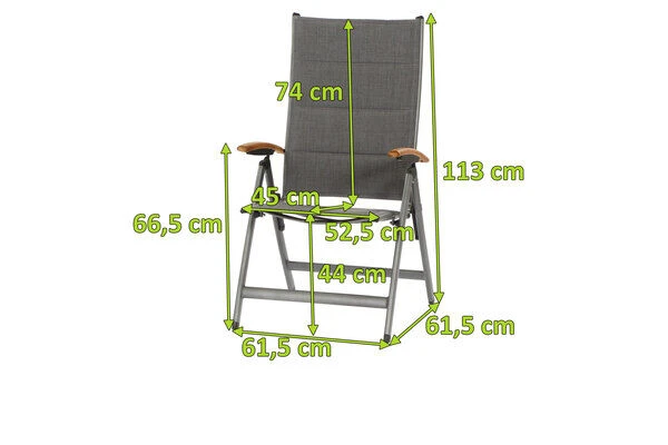 SIENA GARDEN Savin XL Klappsessel, Graphit/grau, Aluminium/Texfabric 7 SIENA GARDEN Savin XL Klappsessel, Graphit/grau, Aluminium/Texfabric – Bild 5