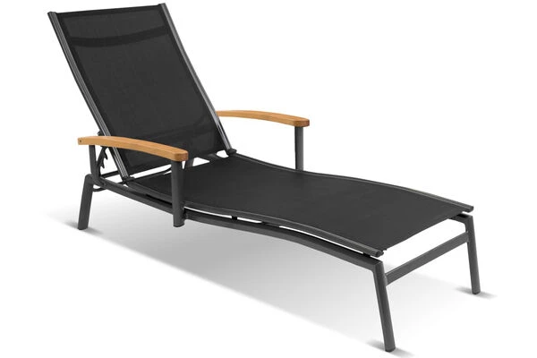HARTMAN Alice Sonnenliege, Xerix/schwarz, Alu/Textilen, 179 X 75,5 X 33 Cm, FSC Teak-Armlehnen 3 HARTMAN Alice Sonnenliege, Xerix/schwarz, Alu/Textilen, 179 X 75,5 X 33 Cm, FSC Teak-Armlehnen