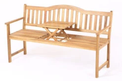 VILLANA Gartenbank, Teakoptik, Akazienholz, 152 X 59 X 86 Cm, 2-3 Personen, Klapptisch-Funktion