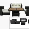 OUTFLEXX Lounge-Set, 5 Personen, Braun, Polyrattan, Inkl. Loungetisch, Wasserfeste Kissenbox -Gartenladen 1 1298 BOX D.jpg