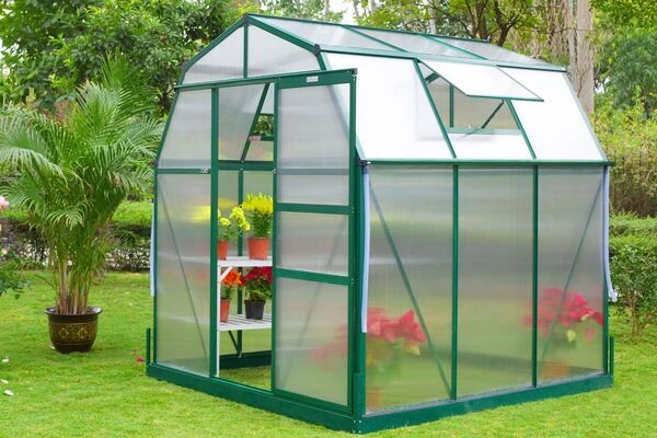 OUTFLEXX Gewächshaus, Grün, Alu/Polycarbonat, 6mm, Inkl. Fundament, Pulverb. 195 X 195 X 205 Cm 3 OUTFLEXX Gewächshaus, Grün, Alu/Polycarbonat, 6mm, Inkl. Fundament, Pulverb. 195 X 195 X 205 Cm
