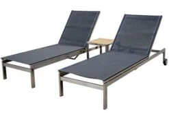 OUTFLEXX 2er-Set Rollliege, Schwarz, Edelstahl/Teak, 212x71x36cm, Mit Beistelltisch 45x45cm -Gartenladen 1 14169.jpg