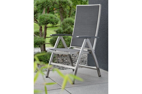 STERN Cardiff Klappsessel, Silbergrau, Edelstahl/Textil/Aluminiumarmlehnen, 69x60x110 Cm, Rückenlehne Verstellbar, Klappbar 3 STERN Cardiff Klappsessel, Silbergrau, Edelstahl/Textil/Aluminiumarmlehnen, 69x60x110 Cm, Rückenlehne Verstellbar, Klappbar