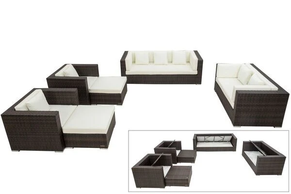 OUTFLEXX Loungemöbel-Set, Braun Marmoriert, Polyrattan, 9 Pers, Wasserfeste Kissenbox 3 OUTFLEXX Loungemöbel-Set, Braun Marmoriert, Polyrattan, 9 Pers, Wasserfeste Kissenbox