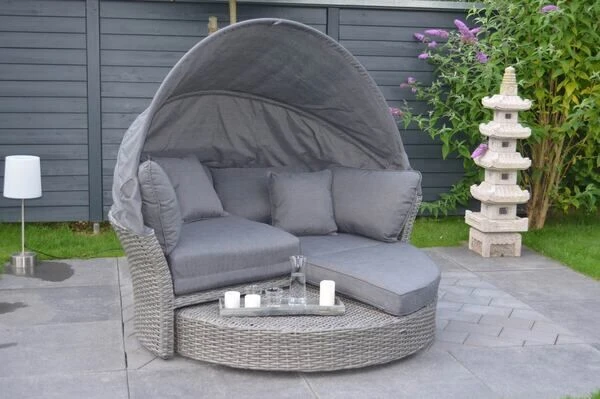 OUTFLEXX Sonneninsel, Grau, Polyrattan, Halbrund, 193 X 104 X 74 Cm, Hocker Drehbar, Dach Klappbar 3 OUTFLEXX Sonneninsel, Grau, Polyrattan, Halbrund, 193 X 104 X 74 Cm, Hocker Drehbar, Dach Klappbar
