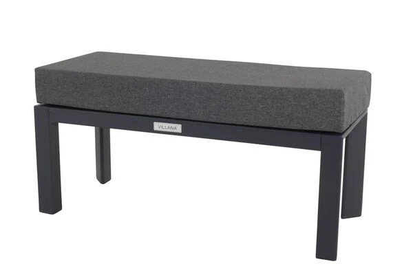 VILLANA Hocker / Fußablage, Schwarz/grau Meliert, Alu/Polyester, 100 X 46 X 46 Cm, Inkl. Kissen 3 VILLANA Hocker / Fußablage, Schwarz/grau Meliert, Alu/Polyester, 100 X 46 X 46 Cm, Inkl. Kissen