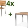 OUTFLEXX Esstischgarnitur, Silber, Edelstahl / FSC-Teakholz, Tisch 90 X 90 Cm, 4 Stapelsessel -Gartenladen 1 17254.jpg