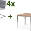 OUTFLEXX Esstischgarnitur, Edelstahl / Recyceltes FSC-Teak, Tisch 90 X 90 Cm, 4 Freischwinger Padded, Taupe -Gartenladen 1 17260.jpg