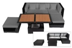OUTFLEXX Loungemöbel-Set, Schwarz, Polyrattan, 5 Personen, Wasserfeste Kissenbox, Inkl. Loungetisch -Gartenladen 1 18226 BOX D.jpg