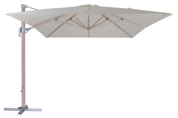 OUTFLEXX Ampelschirm, Creme, Aluminium In Holzoptik, 400x300cm, Inkl. Plattenständer 3 OUTFLEXX Ampelschirm, Creme, Aluminium In Holzoptik, 400x300cm, Inkl. Plattenständer
