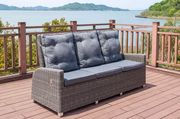 OUTFLEXX Dining 3-Sitzer Sofa, Grau, Polyrattan, 210 X 83 X 110 Cm, Mehrfach Verstellbar 3 OUTFLEXX Dining 3-Sitzer Sofa, Grau, Polyrattan, 210 X 83 X 110 Cm, Mehrfach Verstellbar