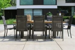 HARTMAN Sondermodell Yasmani/Alice Comfort Esstischgruppe, Xerix, Alu/Teakholz, 240x100cm, 8 Stapelsessel