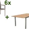 STERN Cardiff Esstischgruppe, Silber/silbergrau, Edelstahl/FSC-Teak, Tisch 150/200 X 90 Cm, 6 Stapelsessel -Gartenladen 1 19748.jpg