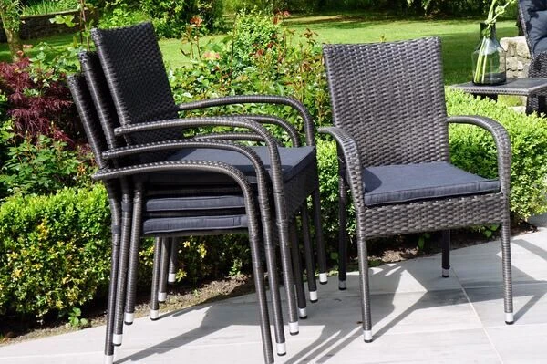 Ploß Rocking Basic Stapelstuhl, Grau/braun-meliert, Polyrattan, 56 X 64 X 92 Cm, Inkl. Polster 4 Ploß Rocking Basic Stapelstuhl, Grau/braun-meliert, Polyrattan, 56 X 64 X 92 Cm, Inkl. Polster – Bild 2