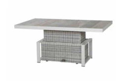 SIENA GARDEN Corido Lifttisch, Ice Grey, Alu / Gardino®-Geflecht, 160x90x47-71 Cm, Stufenlos Verstellbar