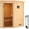 KARIBU Sauna Jella, Fichtenholz 38 Mm, Eckeinstieg, Ca. 2,3m²