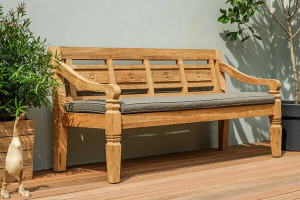 OUTFLEXX Bank, Natur, Recycled FSC®-Teak, 180x70x85cm, Aufwändig Gestaltet, Mit Armlehnen 3 OUTFLEXX Bank, Natur, Recycled FSC®-Teak, 180x70x85cm, Aufwändig Gestaltet, Mit Armlehnen