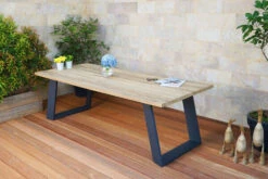 Ausgewählte Produkte 7 OUTFLEXX Esstisch, Dark Grey/natur, Alu/recycled FSC®-Teak, 240x100x76cm, Rustikal Gebürstet