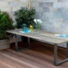 OUTFLEXX Esstisch, Natur, Edelstahl & Recycled FSC-Teak, 240 X 100 Cm, Baumkante 2 OUTFLEXX Esstisch, Natur, Edelstahl & Recycled FSC-Teak, 240 X 100 Cm, Baumkante -Gartenladen 1 20357.jpg